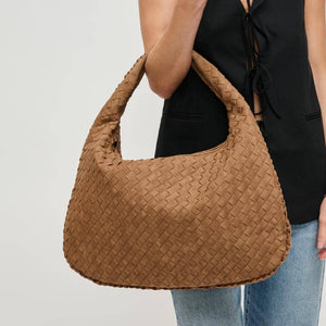 Victoria Suede Woven Hobo Nutmeg