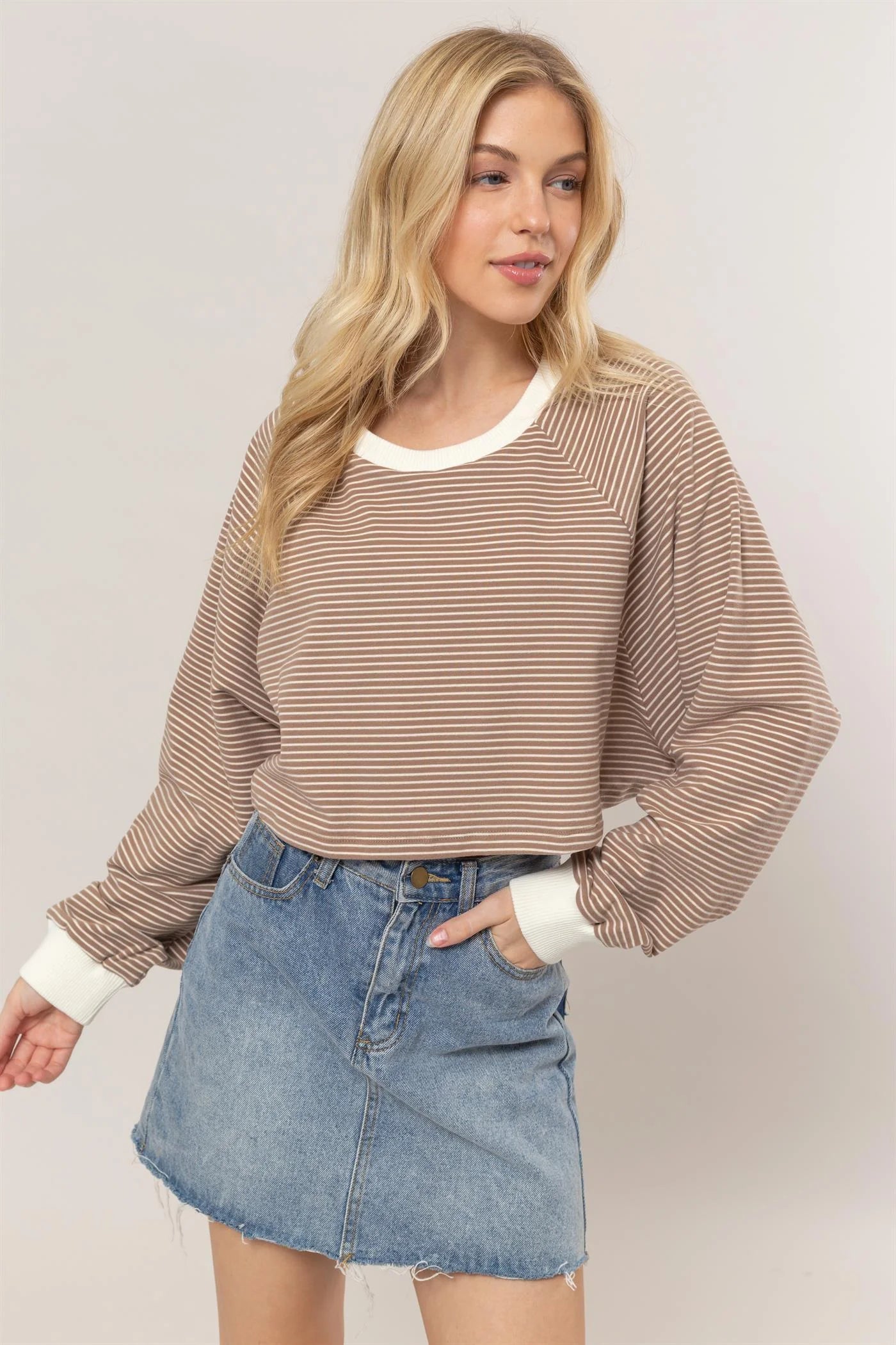 Tammy Striped Crop Mocha