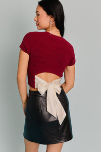 Vanessa Bow Back Top Burgundy