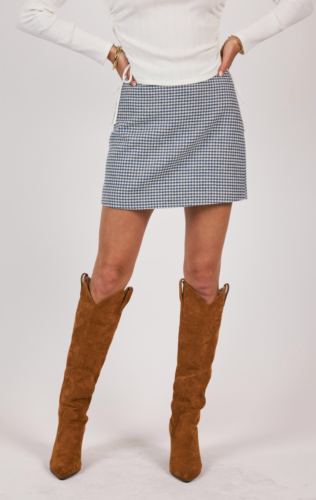 Journaling Houndstooth Mini Skirt