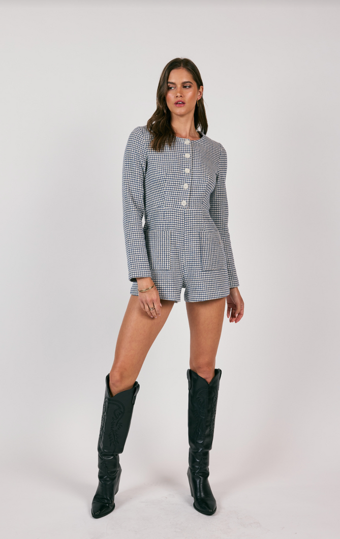 Journaling Houndstooth Romper