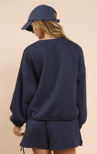 Pastime Textured Terry Sidetie Pullover