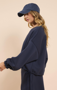 Pastime Textured Terry Sidetie Pullover