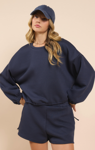 Pastime Textured Terry Sidetie Pullover