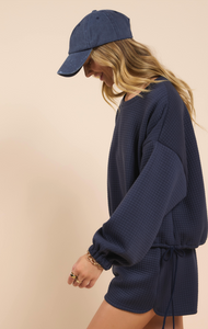 Pastime Textured Terry Sidetie Pullover