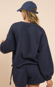 Pastime Textured Terry Sidetie Pullover