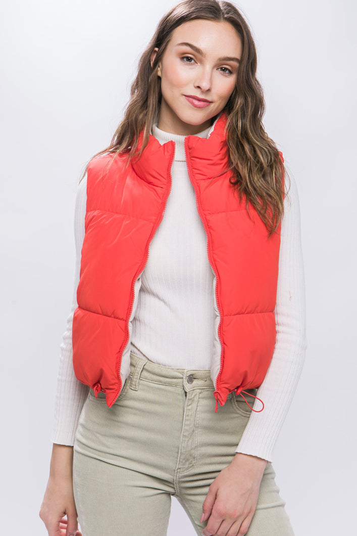 Charlie Reversible Puffer Vest Tomato