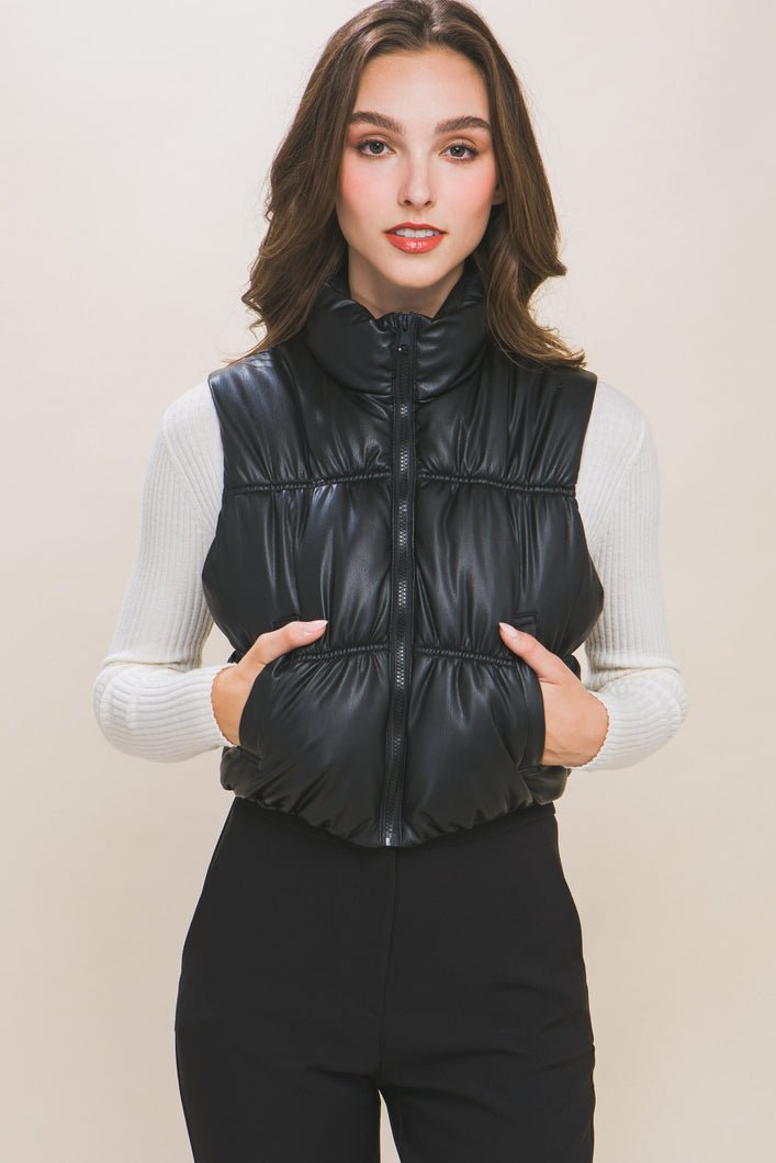 Did No Wrong Faux Leather Vest