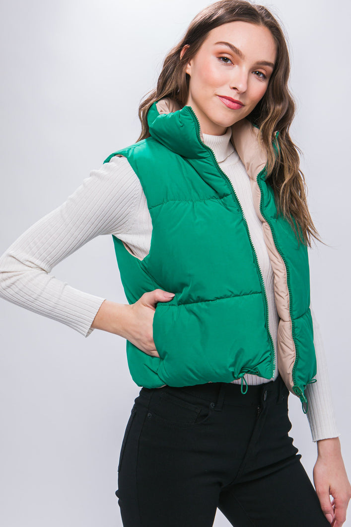 Charlie Reversible Puffer Vest Green