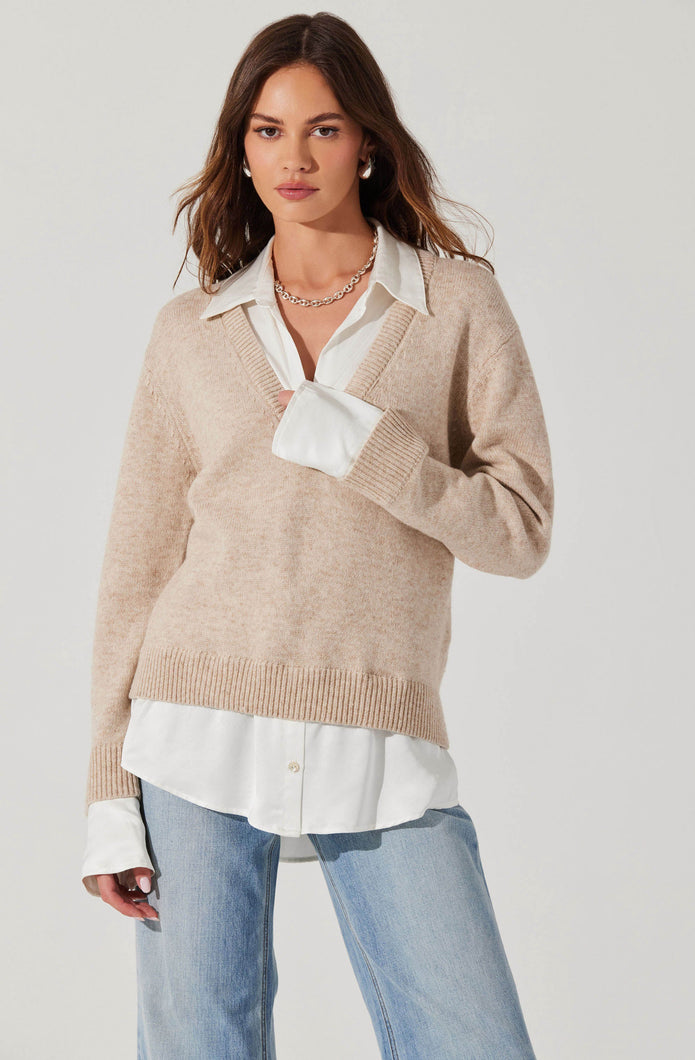 Jianna Mixed Media Layered Sweater