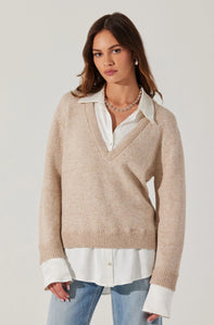 Jianna Mixed Media Layered Sweater