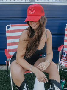 Red Smiley Trucker Hat