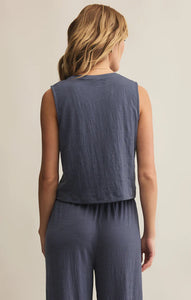 Sloane Textured Slub Top Blue