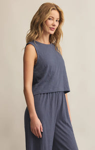 Sloane Textured Slub Top Blue