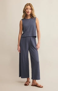 Sloane Textured Slub Top Blue