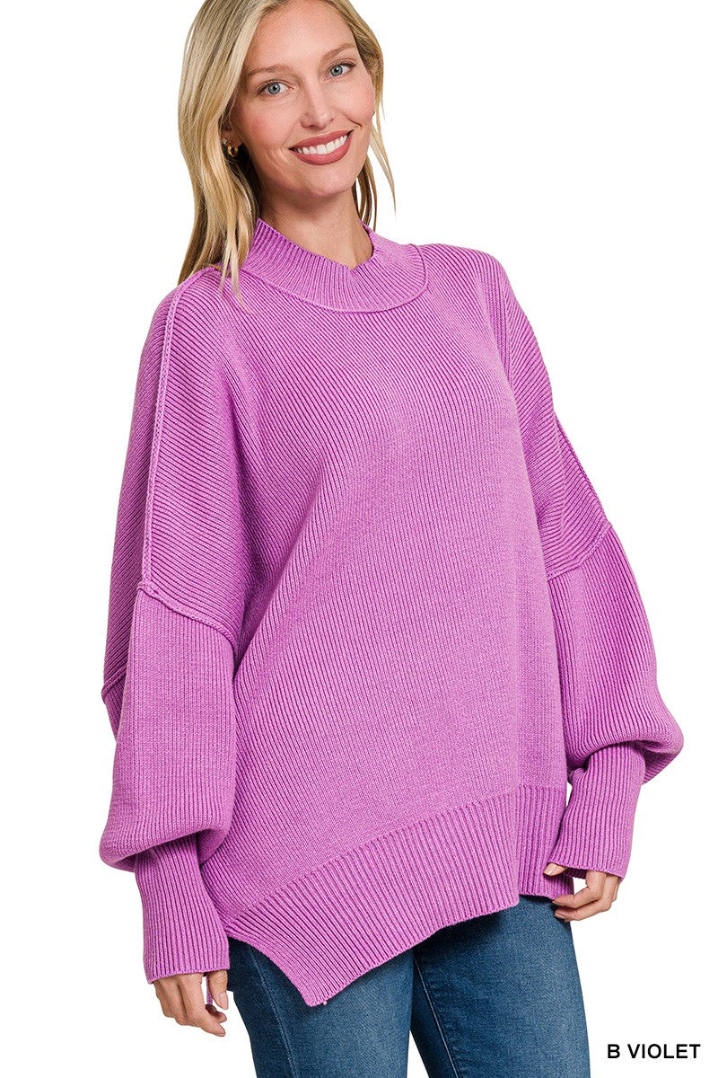 Hannah Side Slit Sweater Violet