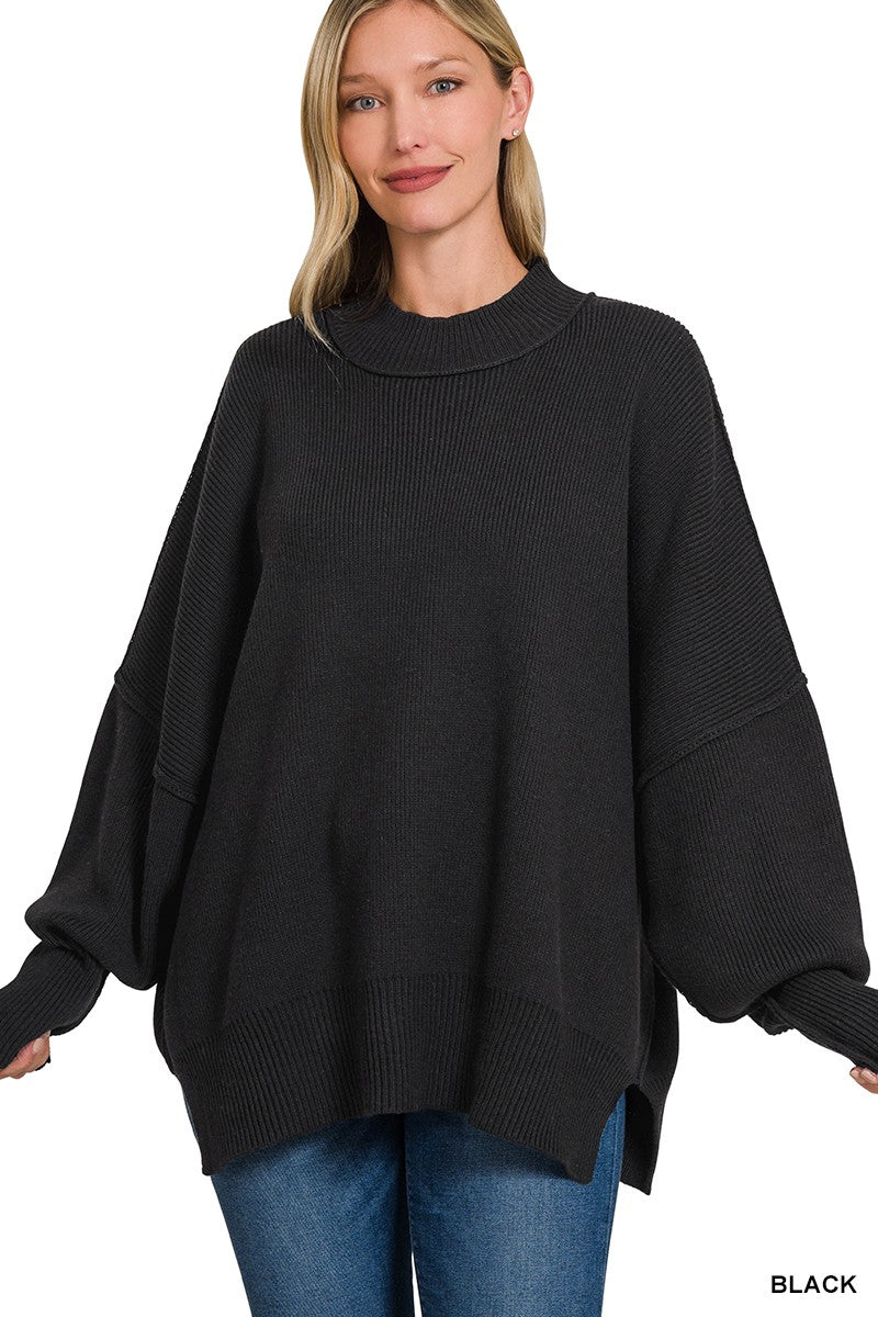 Hannah Side Slit Sweater Black