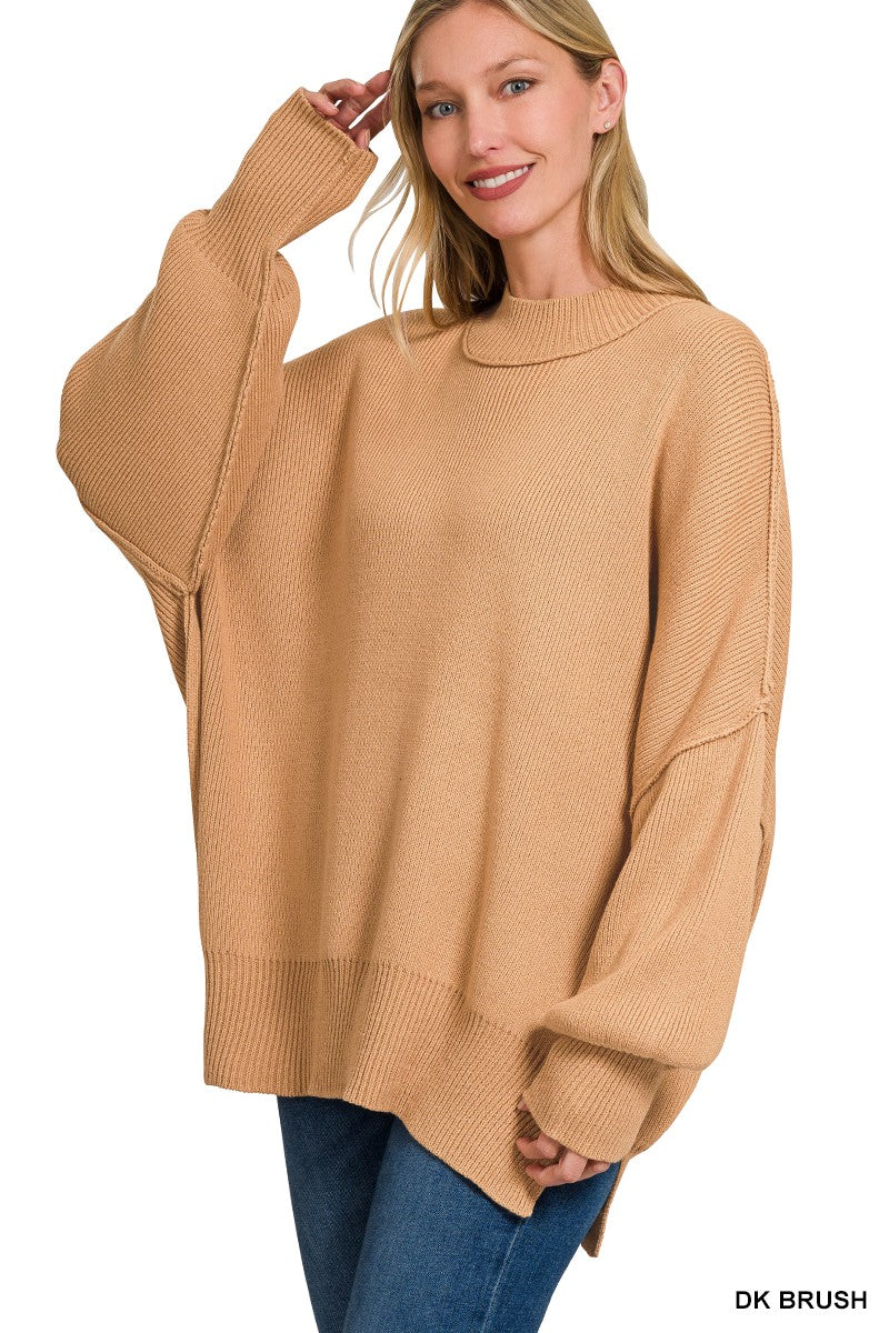 Hannah Side Slit Sweater Dark Brush