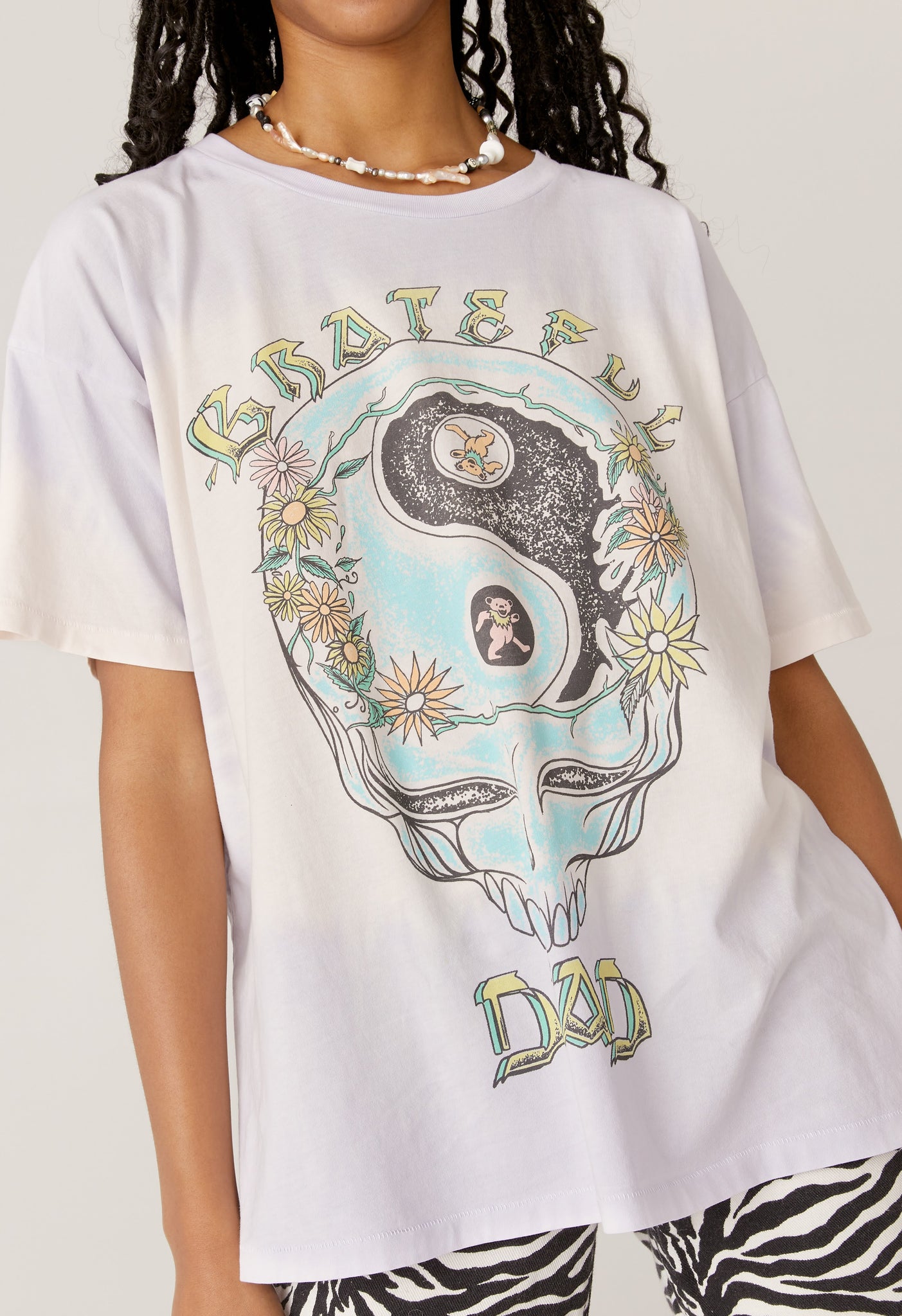 ASOS Design Oversized T-Shirt with Grateful Dead Print in Black